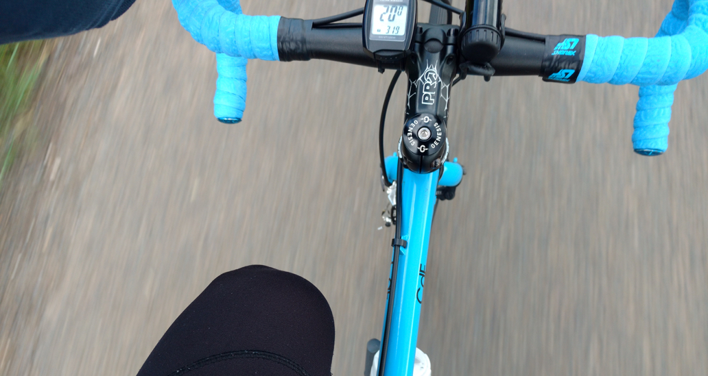 POV: riding on sky blue bike